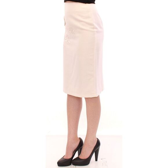 Andrea Incontri White Cotton Floral Embroidery Women's Skirt - Picture 2 of 6